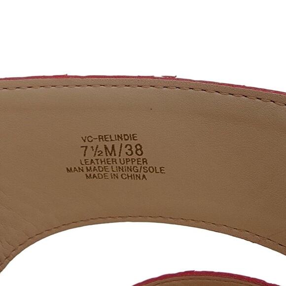 Vince Camuto Size 7.5 Leather Demi-Wedge Slide Sandals Relindie Red Sunset Snake - Picture 8 of 8